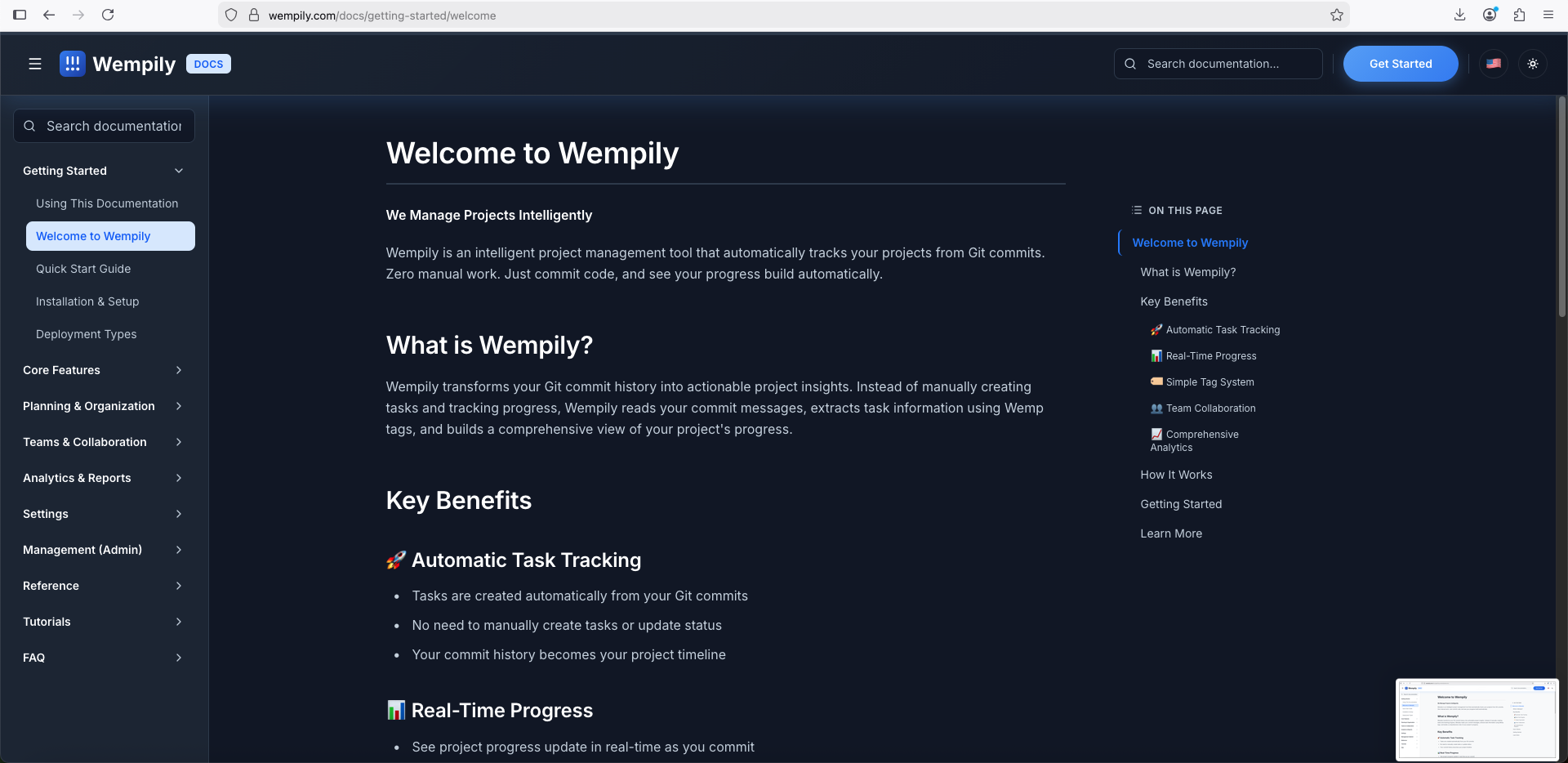 Wempily Documentation - Dark Mode